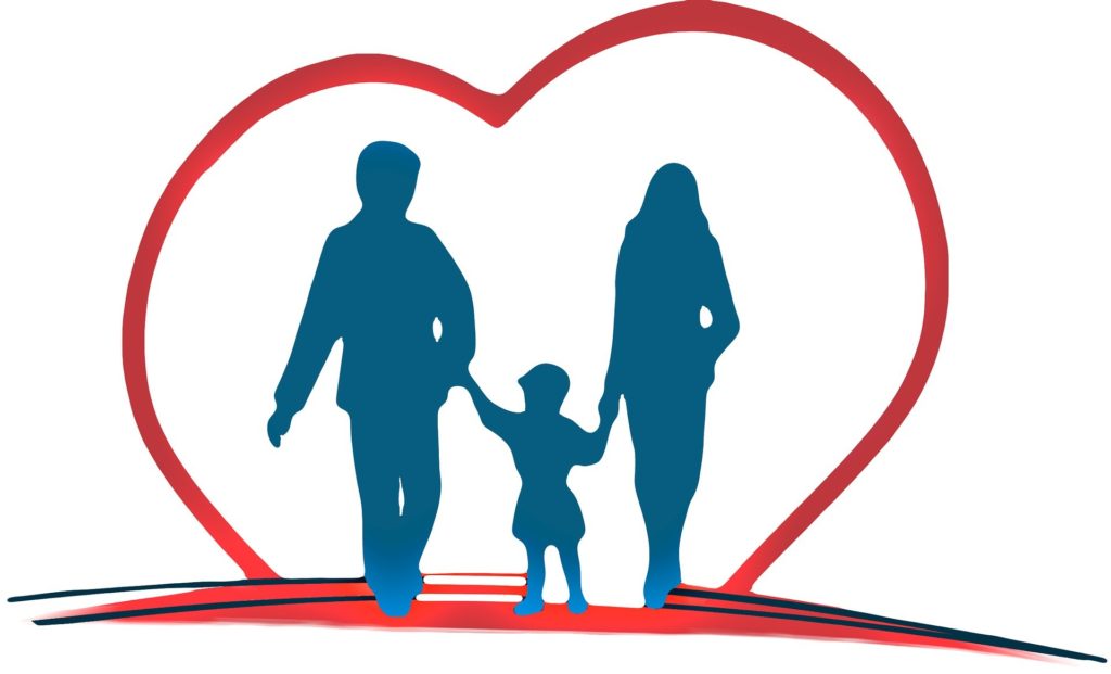 silhouette of man woman child inside a red heart meal plan information